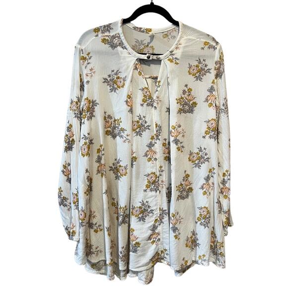 Free People White Gardenia Retro Print Tunic Mini Swing Dress size S - Picture 13 of 14